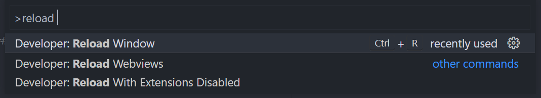VS Code Reload Window Command